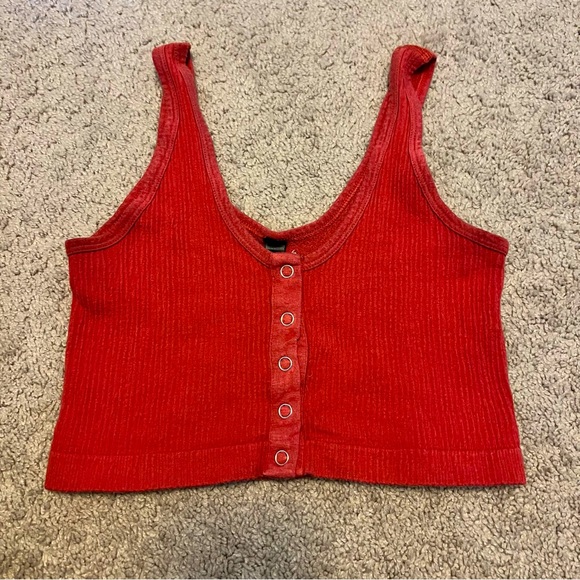 Urban Outfitters Tops - Urban Outfitters Out From Under Snap Ribbed Crop Cami Tank Top size M Orange Red